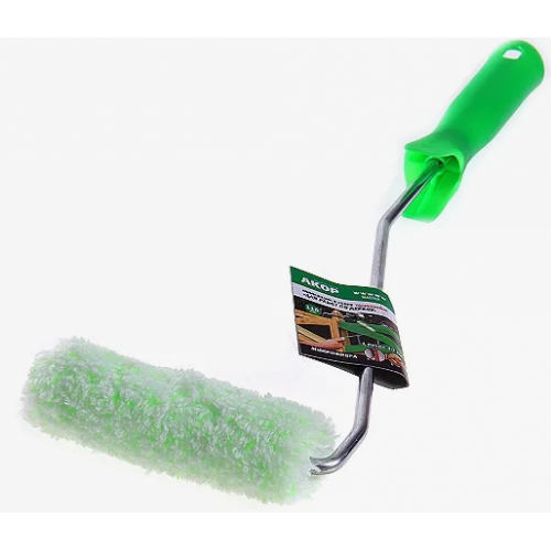 Валик мини микрофибра 150мм ворс 12мм ручка 30см для работ по ДЕРЕВУ АКОР  504 30 150