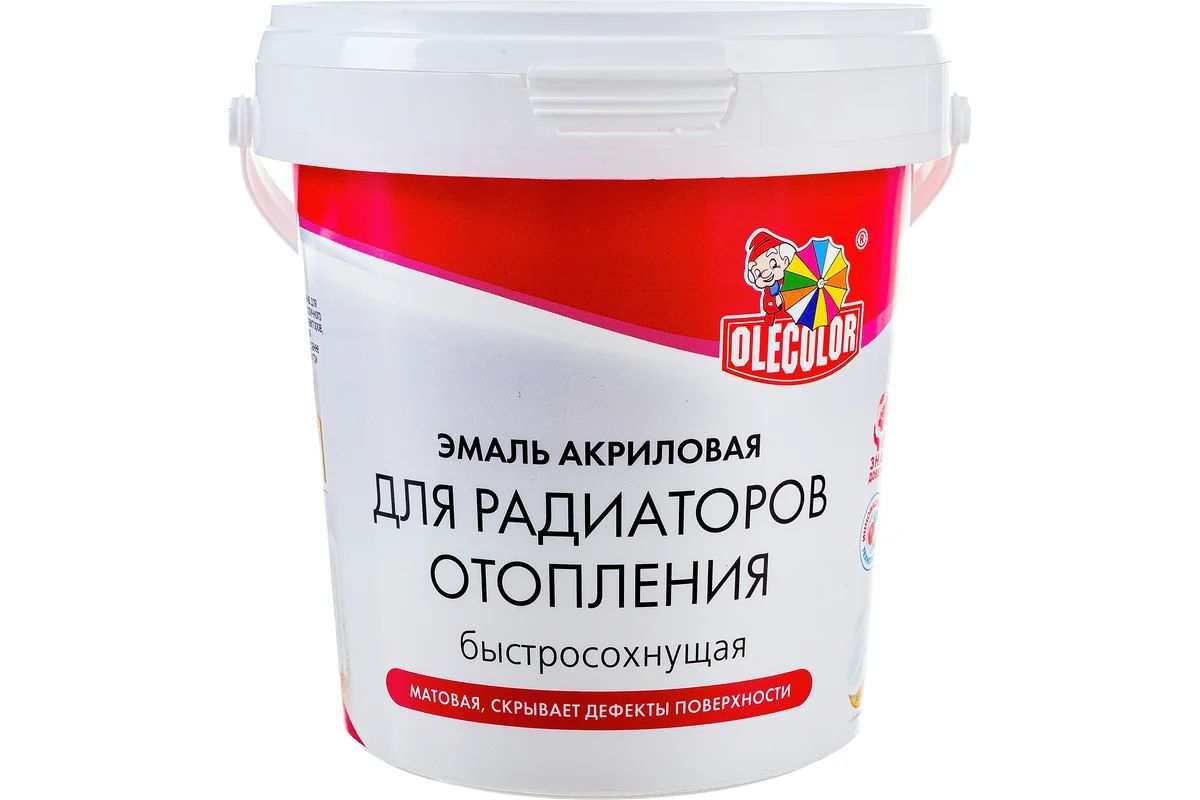 Эмаль для радиаторов 1,0кг акриловая матовая белая Олеколор (Olecolor)