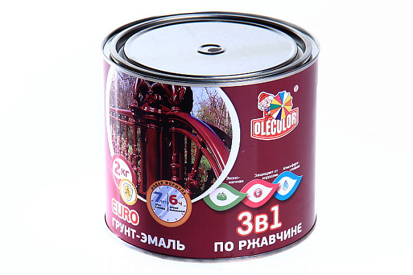 Грунт-эмаль 3 в 1 по ржавчине коричневый 2,0кг Олеколор RAL8017 (OLECOLOR)