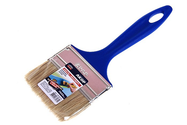 Кисть плоская 75мм х 8мм натурал. щетина пласт. ручка АКОР П/С КФ "Эксперт" 140 08 075