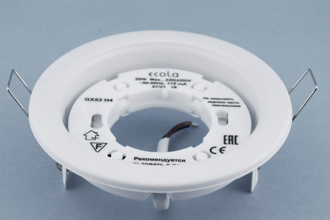 Светильник Ecola 106х38мм GX53 Н4 белый встраиваемый
