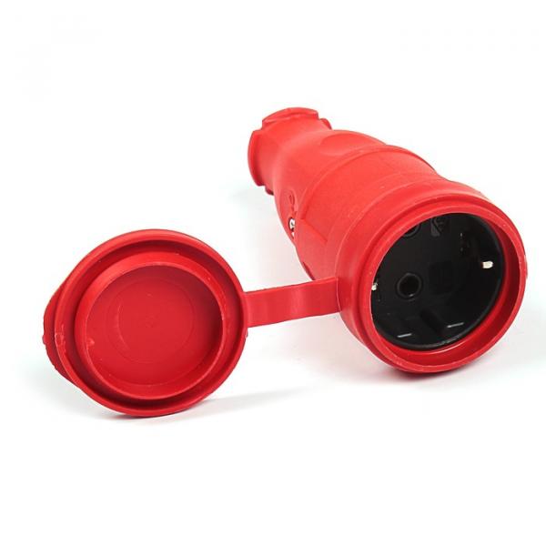 Штепсельное гнездо каучук с/з с крышкой красное 16А IP44 (5511700)