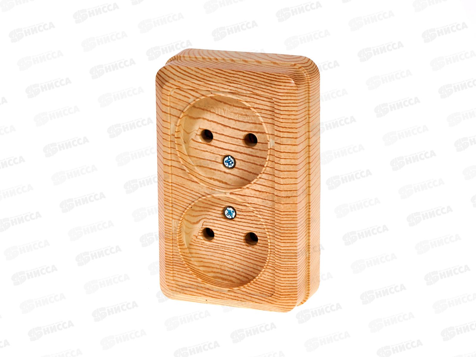 Розетка 2местная Universal Олимп сосна б/з 16А, 220В (еврослот) ОП 5560858