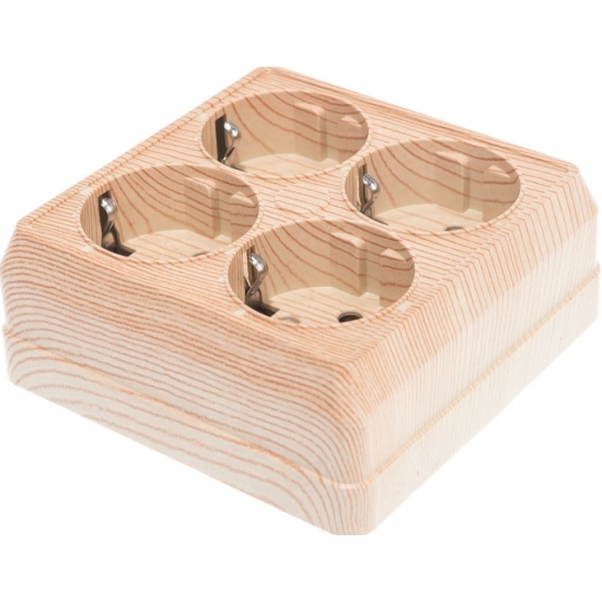 Розетка 4местная Universal Олимп сосна б/з 16А, 220В Квадрат ОП 1176