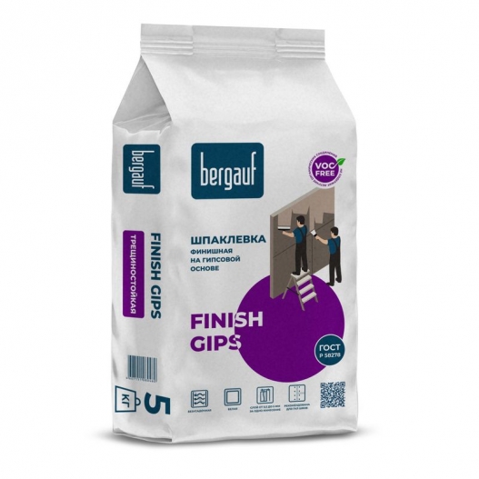 Шпаклевка БЕРГАУФ Финиш Гипс 5кг гипсовая белая