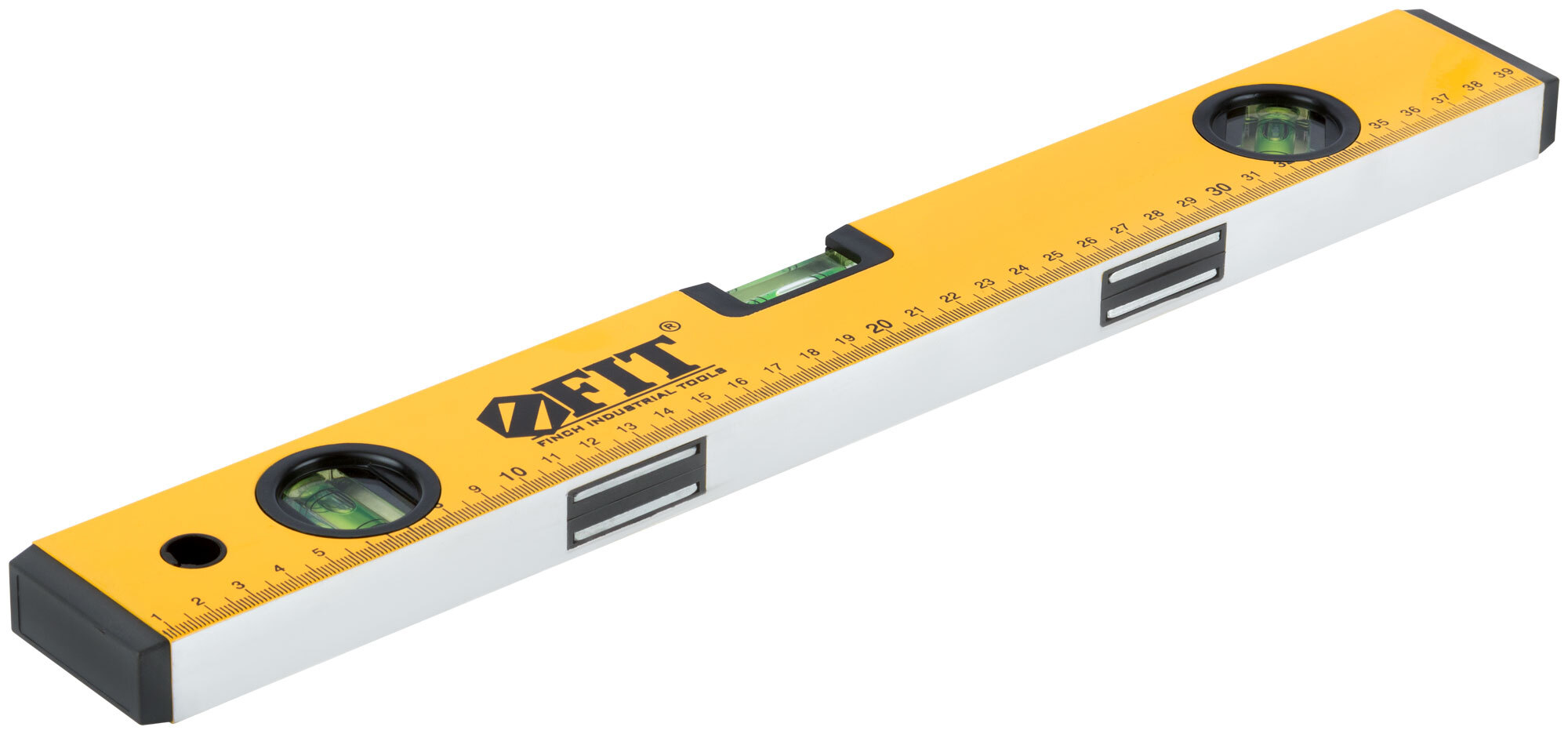 Уровень 400мм ПРОФИ 3 глазка желтый усиленный корпус, магниты, шкала, "Магнит" FIT 18244