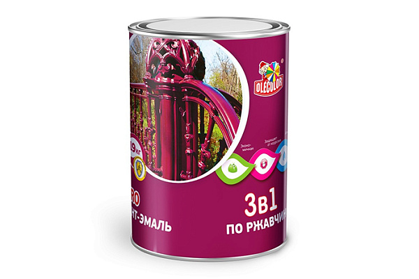 Грунт-эмаль 3 в 1 по ржавчине серый 0,9кг Олеколор (OLECOLOR)