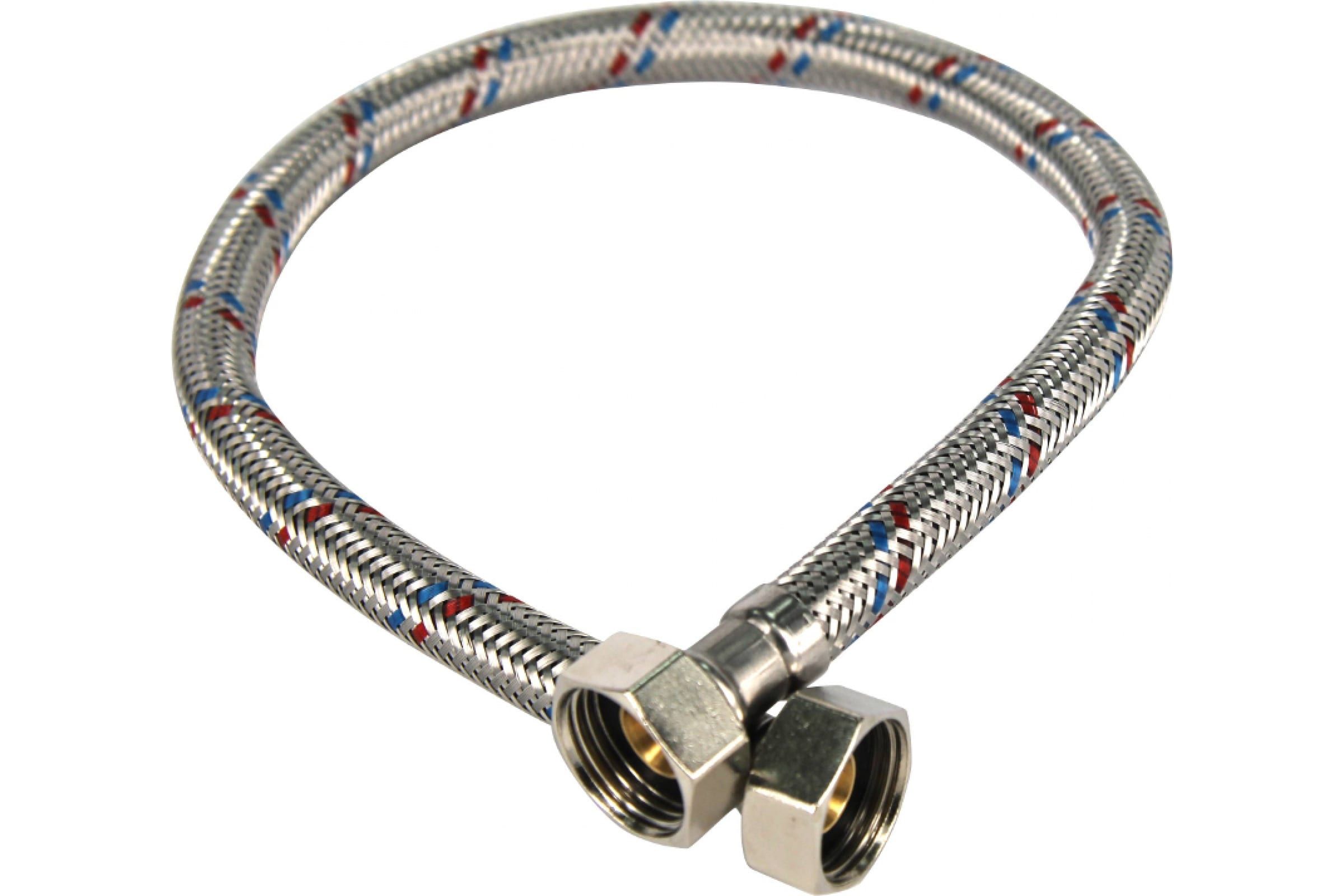 Гибкая подводка для смесителя (стальная гайка) 80см (2шт/упак) 04834