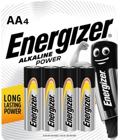 Батарейка Energizer (Энерджайзер) LR6 Alkaline Power BP4 (пальчиковые) 1упак/4шт (599) 737
