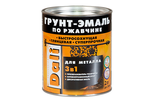 Грунт-эмаль 3 в 1 по ржавчине белый 2,0л Дали RAL9010 - фото 1