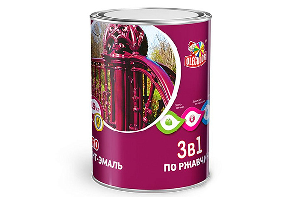 Грунт-эмаль 3 в 1 по ржавчине черный 2,0кг Олеколор (OLECOLOR)