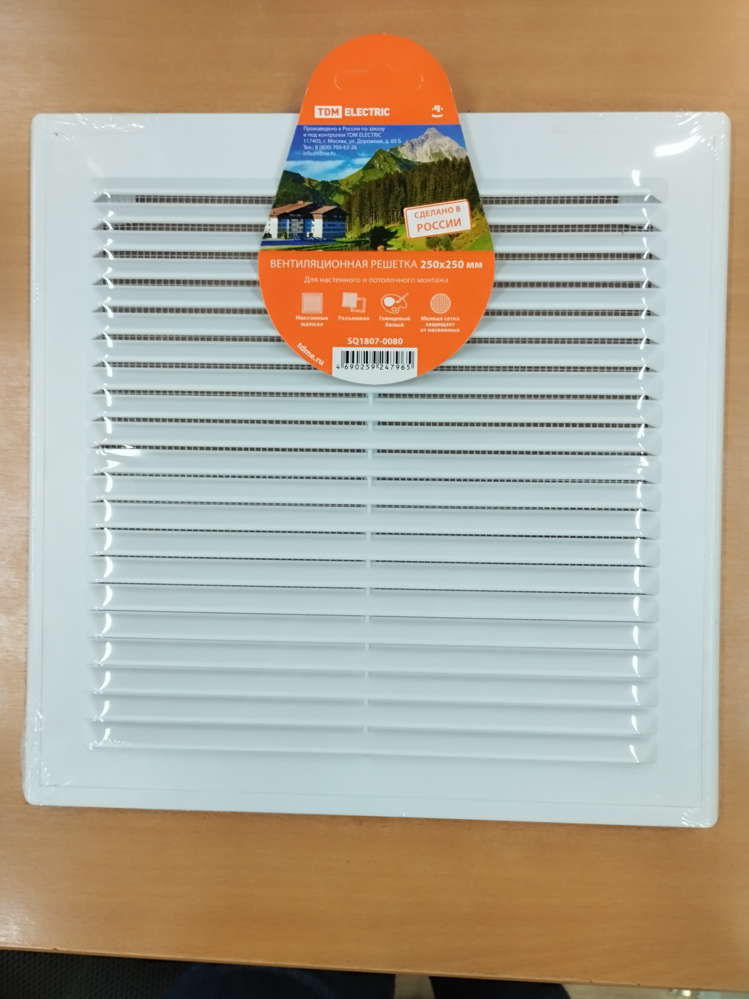 Решетка вентиляц. ТДМ (TDM) с москитной сеткой, белый 250х250мм 1807-0080