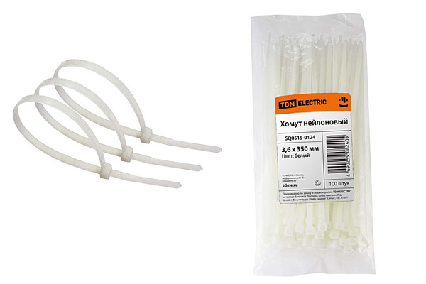 Хомут 3,6х350мм нейлон (100шт) белые 0515-0124