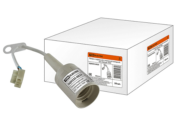 Патрон подвесной Е27 белый с клеммной колодкой TDM (0335-0023)