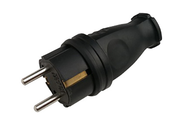 Вилка прямая каучук с/з черная 16А IP44 Ин Хом (In Home) 9210 (236) - фото 1