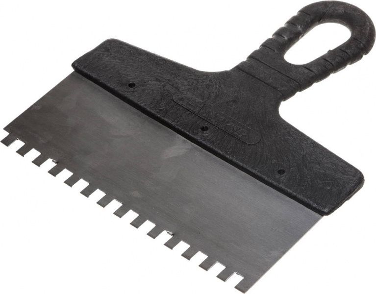 Шпатель стальной зубчатый 180мм 6*6мм Кедр 044-0180