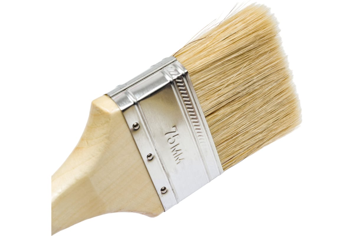 Кисть плоская 75мм натурал. щетина дер. ручка Шабашка 108-5030, МТХ 82540
