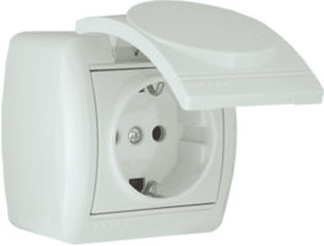 Розетка 1местная Lezard NATA с крышкой белая 710-0200-123