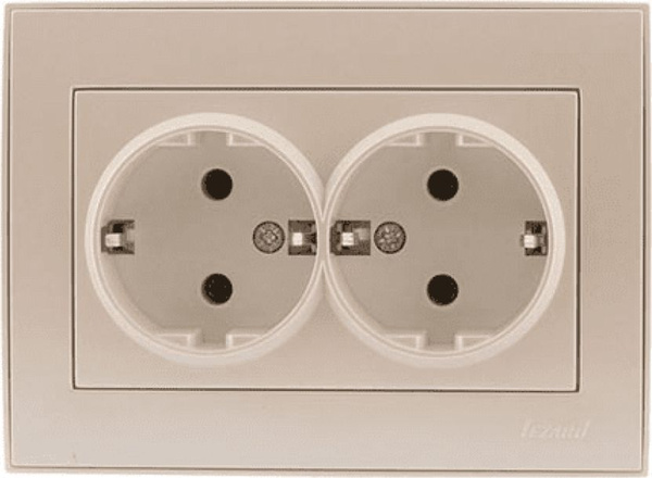 Розетка 2местная Lezard MIRA кремовая с/з скрытая установка 701-0303-127