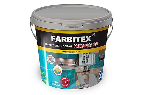 Краска в/д FARBITEX (Фарбитекс) моющаяся 3кг - фото 1