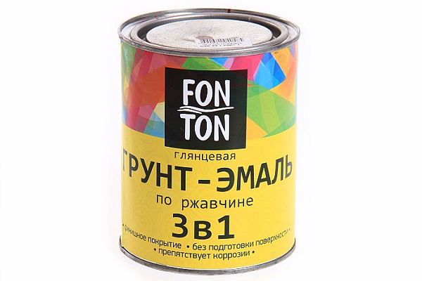 Грунт-эмаль 3 в 1 по ржавчине серая глянц. 0,8кг FonTon