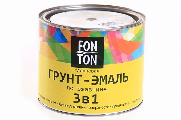 Грунт-эмаль 3 в 1 по ржавчине черная глянц. 1,8кг FonTon