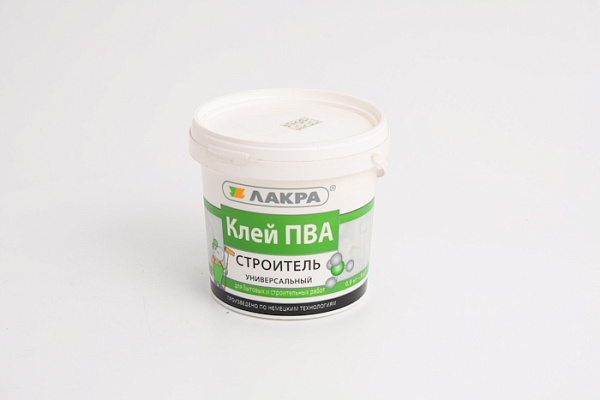 Клей ПВА ЛАКРА Строитель 0,9кг универсальный