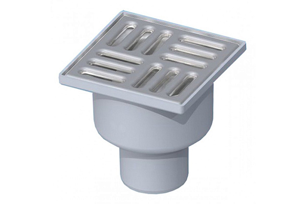 Трап канализационный 50 100х100мм вертикальный с решеткой из нерж. стали (ТА 5202)