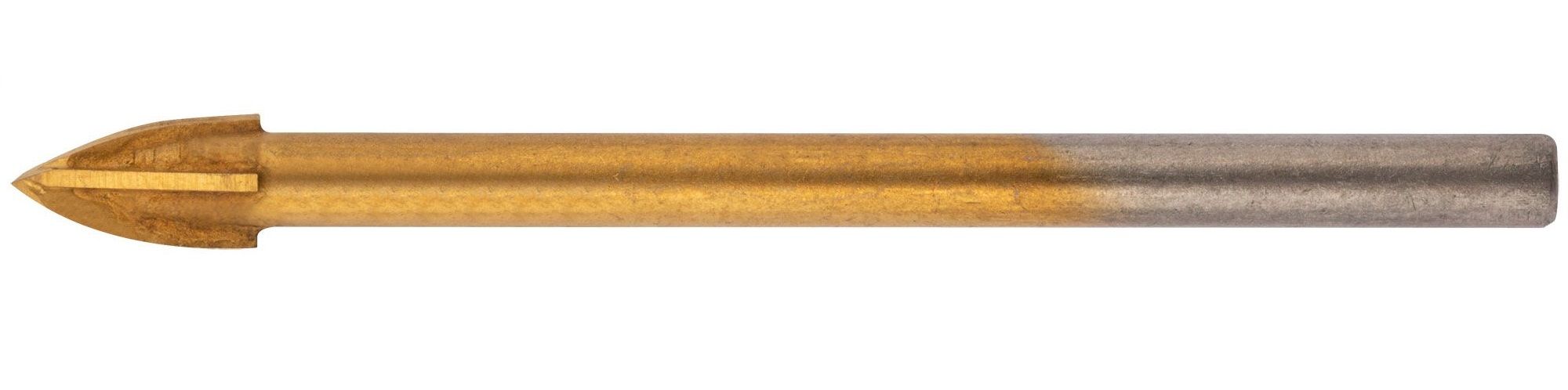 Сверло по стеклу, кафелю 5,0мм/60мм 4 режущие кромки титановое покрытие (35485)