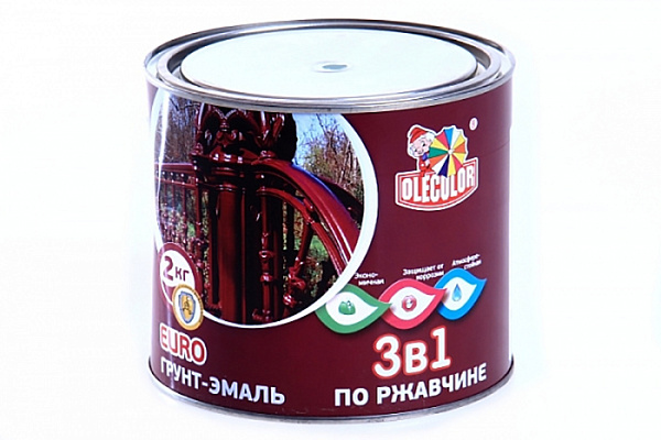 Грунт-эмаль 3 в 1 по ржавчине серый 7004 2,0кг Олеколор (OLECOLOR)