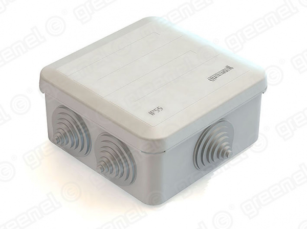 Короб распределительный 100х100х50мм ОП IP55 6 входов серый Greenel GE 41255