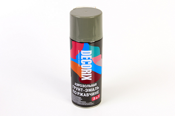 Эмаль серая глянцевая DECORIX 520мл 0106-22-DX 3 в 1 по ржавчине