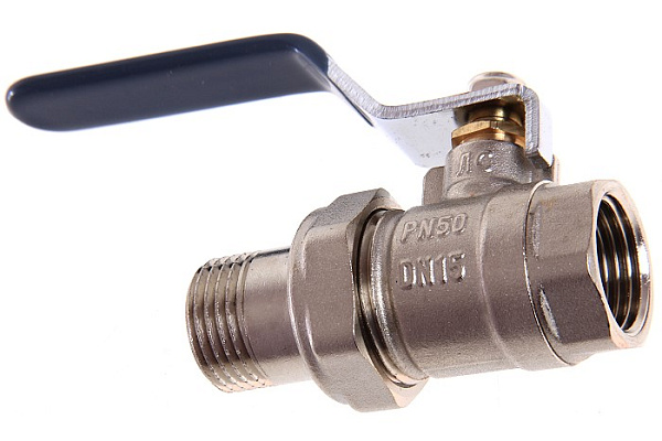 Кран шаровой для воды 1/2" НР-ВР рычаг латунный американка (01169)