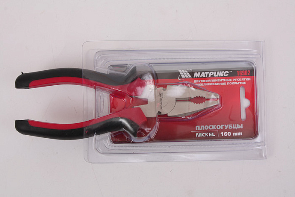 Плоскогубцы 160мм никелированные, ручки двух. компонентные Матрикс Никель (MATRIX NICKEL) (16902)