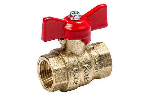 Кран шаровой для воды 3/4" ВР-ВР (г/г) ДУ20 бабочка латунный БАЗ РУ40