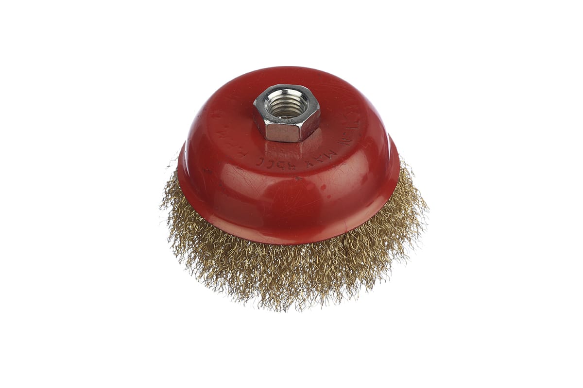 Щетка-крацовка для УШМ чашка с гайкой проволока витая латунированная 0,3мм Кедр 147-0125