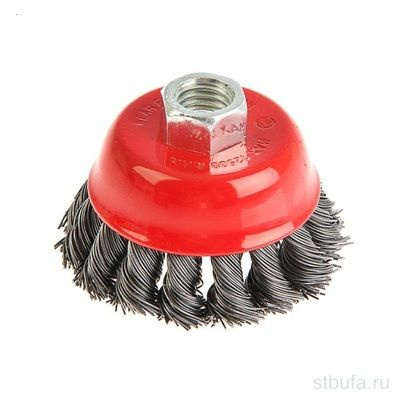 Щетка-крацовка для УШМ чашка с гайкой крученая проволока 065мм/М14 Кедр 149-0065, 74620