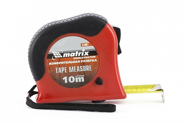 Рулетка 10м/25мм обрезин. корпус двойная плавная фиксация (31061)