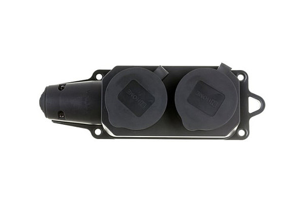 Розетка 2местная Ин Хом (In home) черный с/с 16А IP44 каучук с заглушками 9322 - фото 1